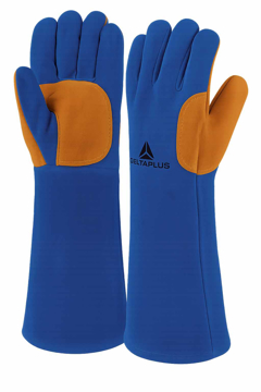 Slika Zaštitne rukavice za zavarivanje goveđa plava koža – Kevlar šavovi, 40 cm (10)